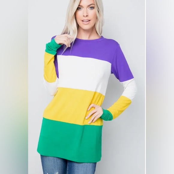 Mardi Gras Striped Tunic Top - Picture 5 of 7